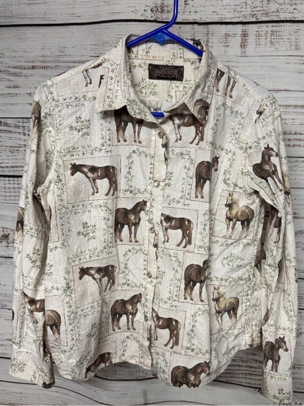 North River Country Western Horse Snap Shirt Med Womens